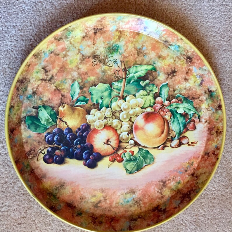 Fall Fruit Tin Tray Daher Decorated Ware Autumn Colors Made In Etsy