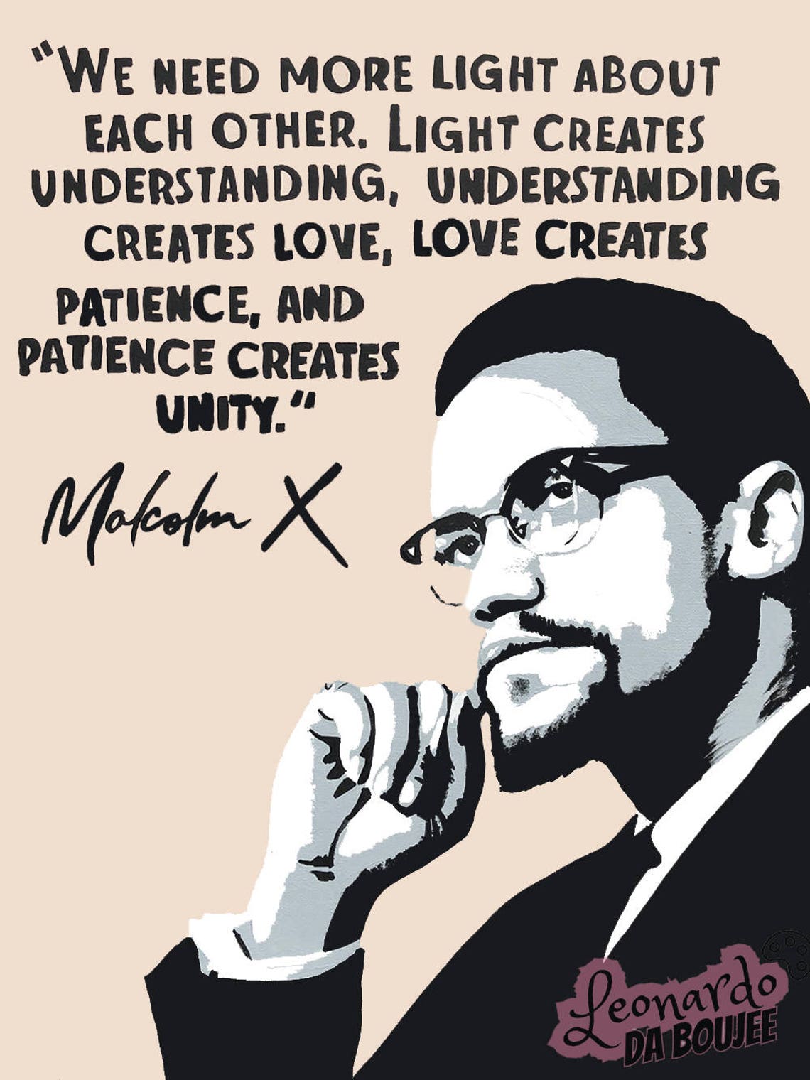 Malcolm X Poster / Malcolm X Print / Stencil Art - Etsy UK