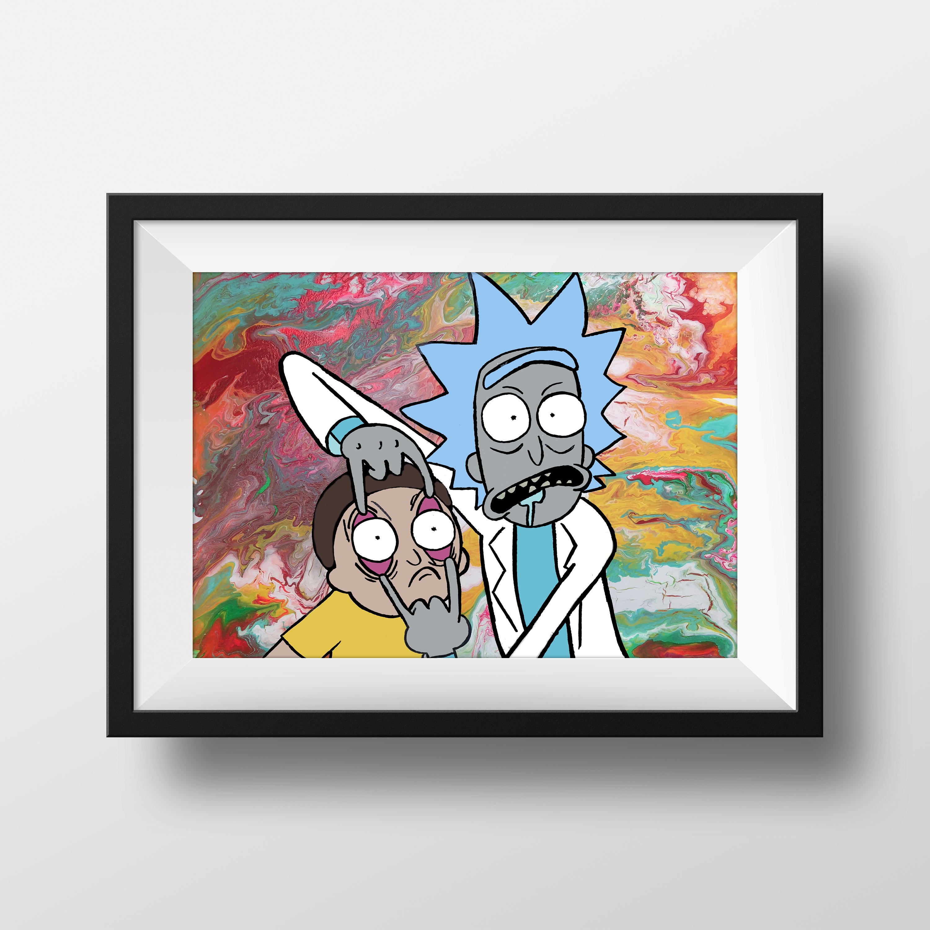 Rick and Morty / Cartoon Art Poster / Fluid Painting / Print / - Etsy