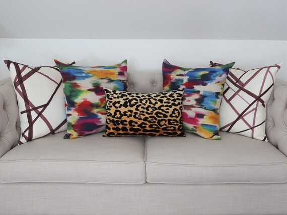 Oat designer pillow covers Channels Plum Decorative Pillow