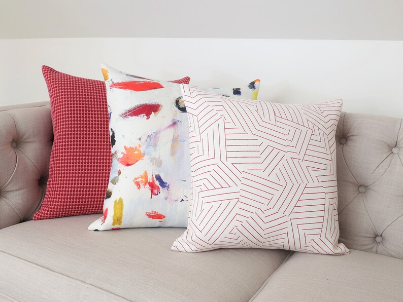 Deconstructed Stripe Red designer pillow covers Made to Etsy
