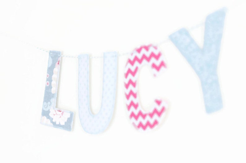 Fabric name garland name banner name garland name hanging Etsy