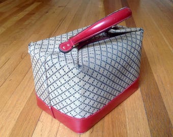 GUCCI bag vintage Beauty case / diamante canvas red leather handbag train case 1960s