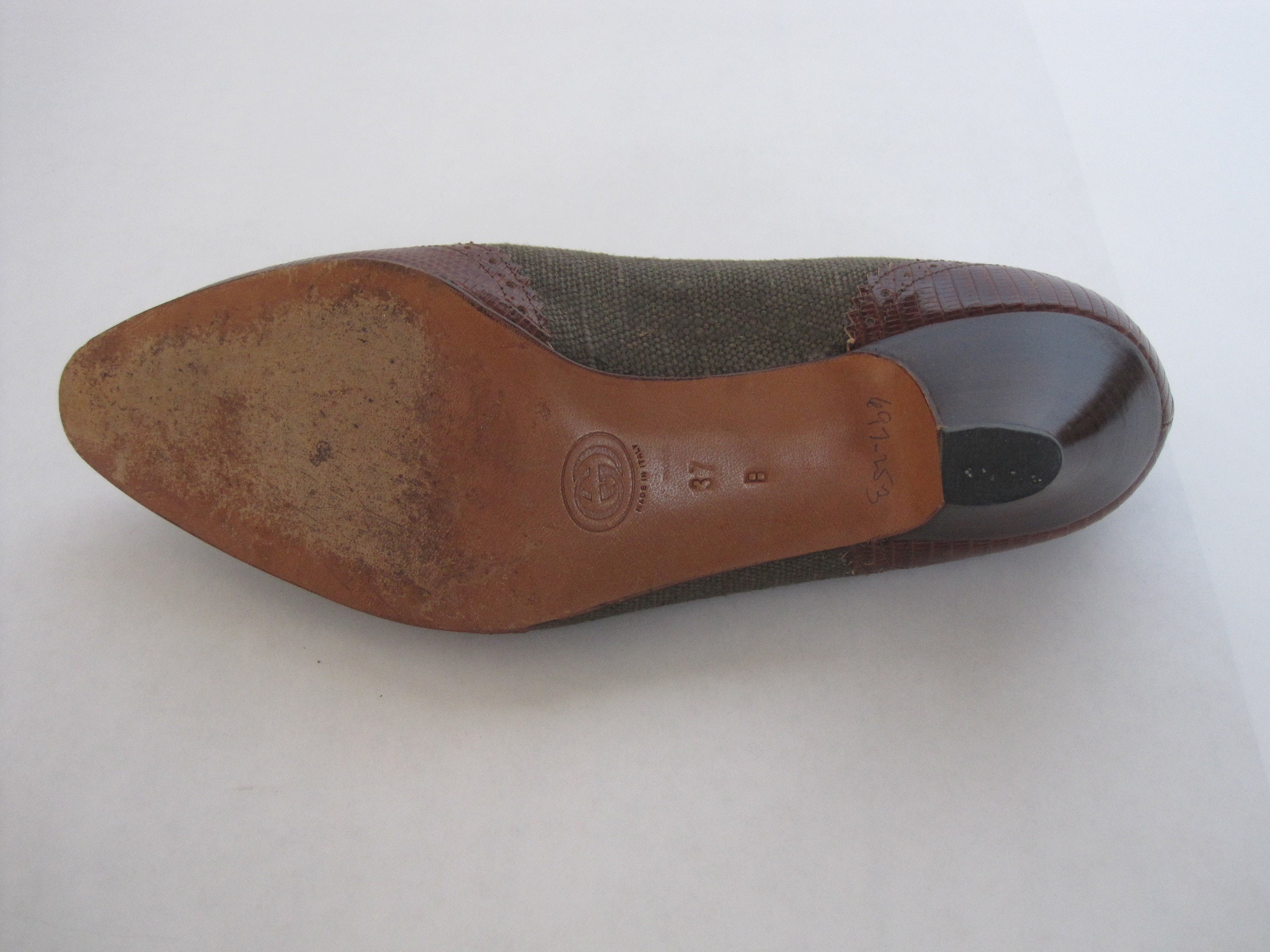 GUCCI Vintage Shoes Brogue Detailed Brown Lizard Leather  display picture 1