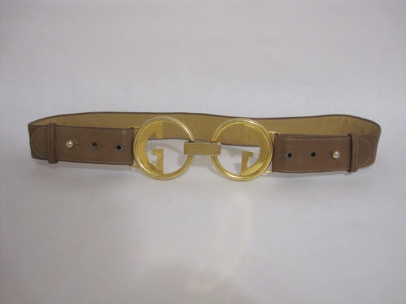 Gucci Belt Medium / 1970s Vintage Brown Leather D… - image 1