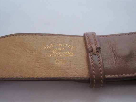 Gucci Belt Medium / 1970s Vintage Brown Leather D… - image 8