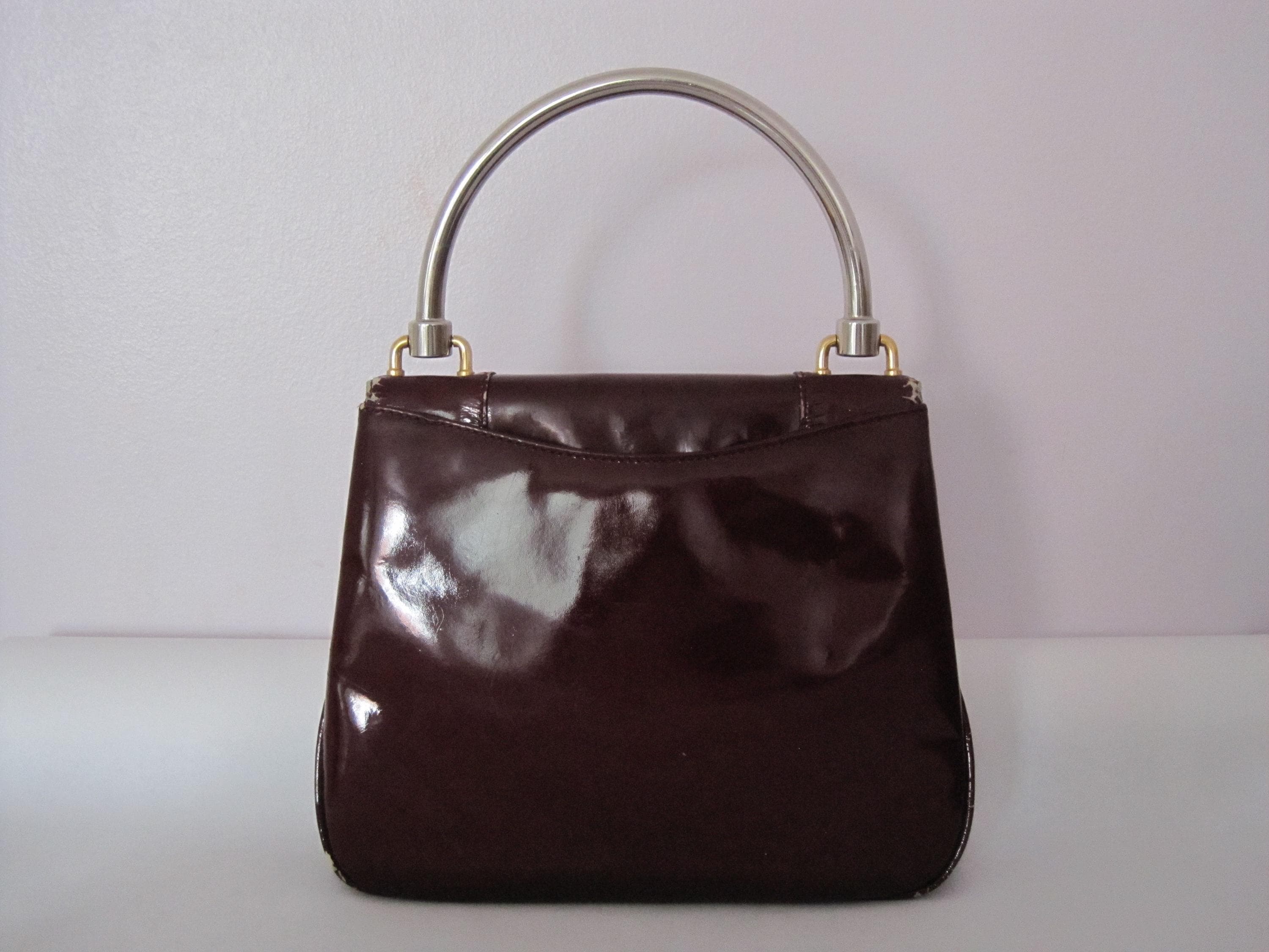 Vintage GUCCI Burgundy Patent Leather Top Handle Bag, 1970s - Etsy