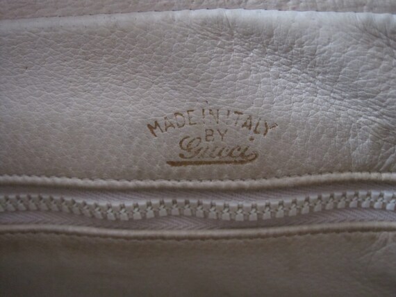 GUCCI vintage Bag white leather handbag red/blue/… - image 8