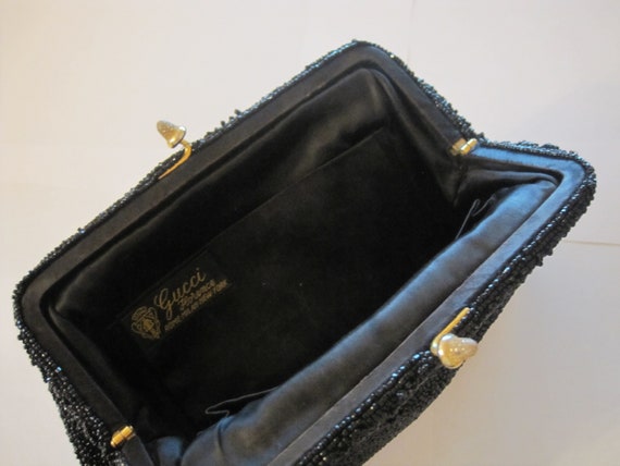 Gate Neck Purse Black Beaded 60s