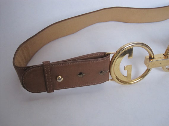 Gucci Belt Medium / 1970s Vintage Brown Leather D… - image 4