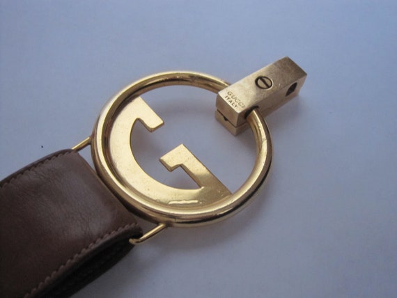 Gucci Belt Medium / 1970s Vintage Brown Leather D… - image 7