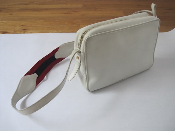 GUCCI vintage Bag white leather handbag red/blue/… - image 6