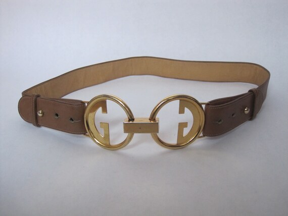 Gucci Belt Medium / 1970s Vintage Brown Leather D… - image 3