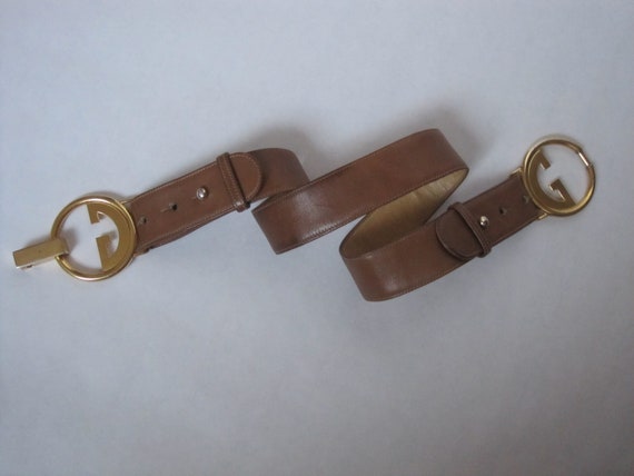 Gucci Belt Medium / 1970s Vintage Brown Leather D… - image 10