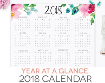 year at a glance calendar 2018 printable letter size