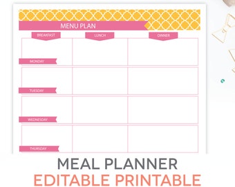 meal planner printable set