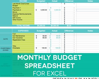 budget planner printable monthly household budget form etsy