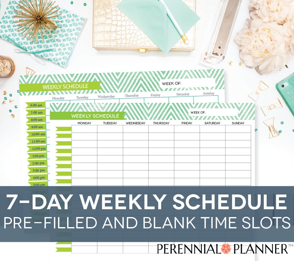 weekly schedule printable 7 days customizable daily times etsy printable schedule planner