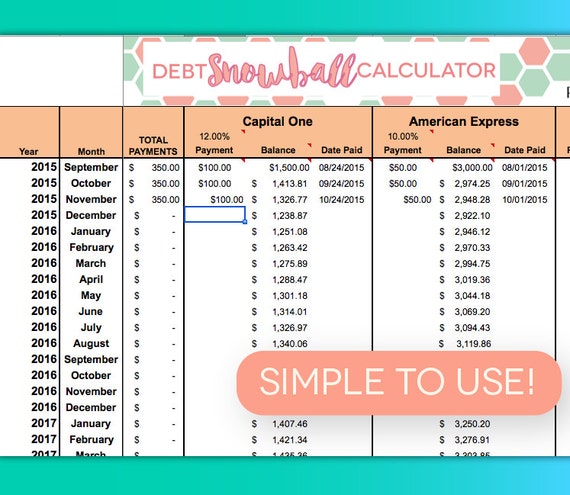 debt payoff spreadsheet debt snowball excel credit card payment elimination paydown tracker pay off credit card calculator excel