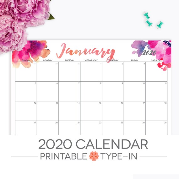 2020 Printable Calendar Editable 12 Month Letter Size