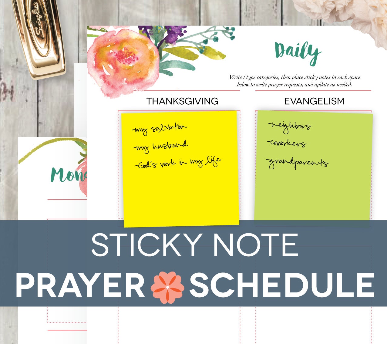 Prayer List Schedule Printable 8 Printable Pages Sticky | Etsy