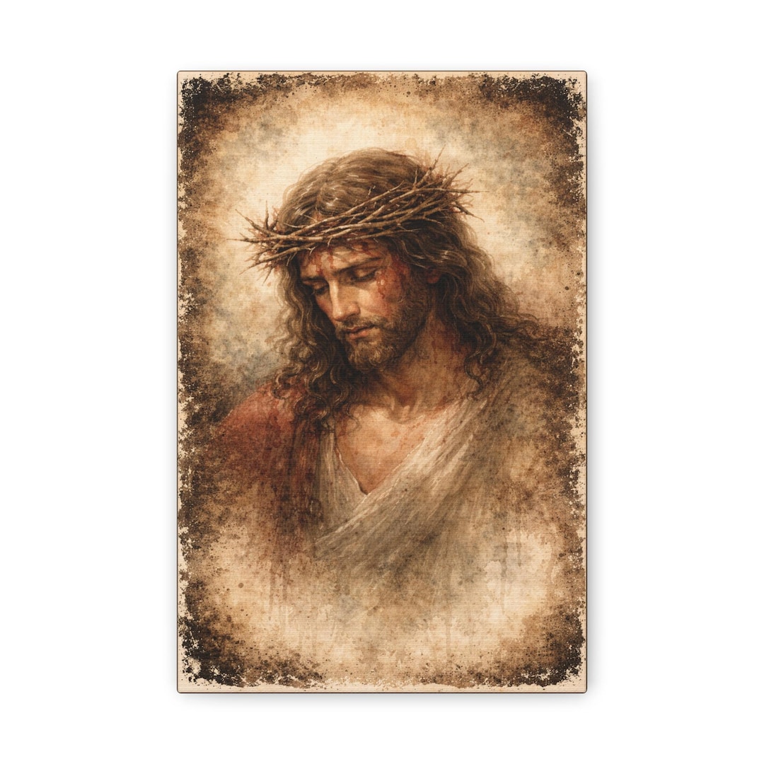 Jesus With Crown of Thorns Canvas | Religious Christian Wall Art - Etsy
