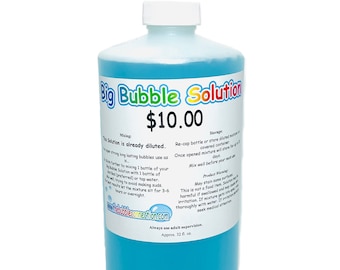 32 oz. Bottle of Big Bubble Solution, Bubble Juice, Bubble Solution, Bubble Wands, Big Huge Mega Large Bubbles.