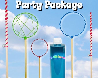 Mega Party Package. 5 of our bubble wands and 1 -16 oz. Bubble Concentrate for 1 Great Price. Combo pack, Huge Bubbles, Bubble Wands.