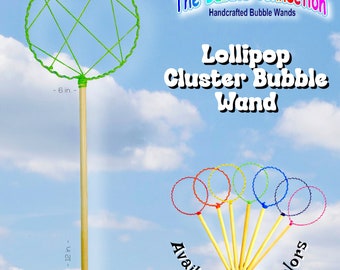 Lollipop Cluster Wire Bubble Wand, (wand only) Huge Cluster Bubbles, Easy to Use, Fun for All Ages, Makes Lots of Bubbles, Big Bubble Fun!