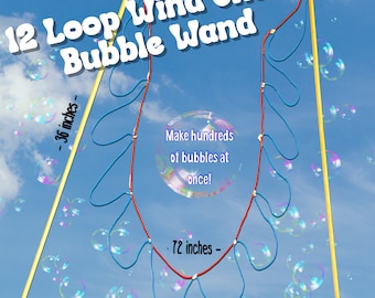 12 loop Wind Chain String Bubble Wand, ( wand only) Make Hundreds of Bubbles at once! Super Awesome, Great for Parties!