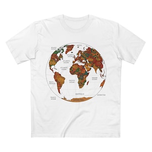 T-shirt wereldkaart, T-shirt avontuur, shirt Travel Lover, cadeau aardrijkskunde, vrijetijdskleding, Afrika-print