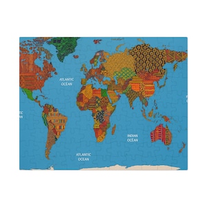 Wereldkaart legpuzzel met blik, educatief cadeau, familiespel, reisthema, thuisentertainment, leuke activiteit voor alle leeftijden