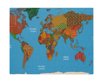 World Map Jigsaw Puzzle with Tin, Educational Gift, Family Game, Travel Theme, Home Entertainment, Fun Activity for All Ages