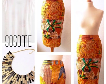 African print skirt midi high waist skirt African print pencil skirt