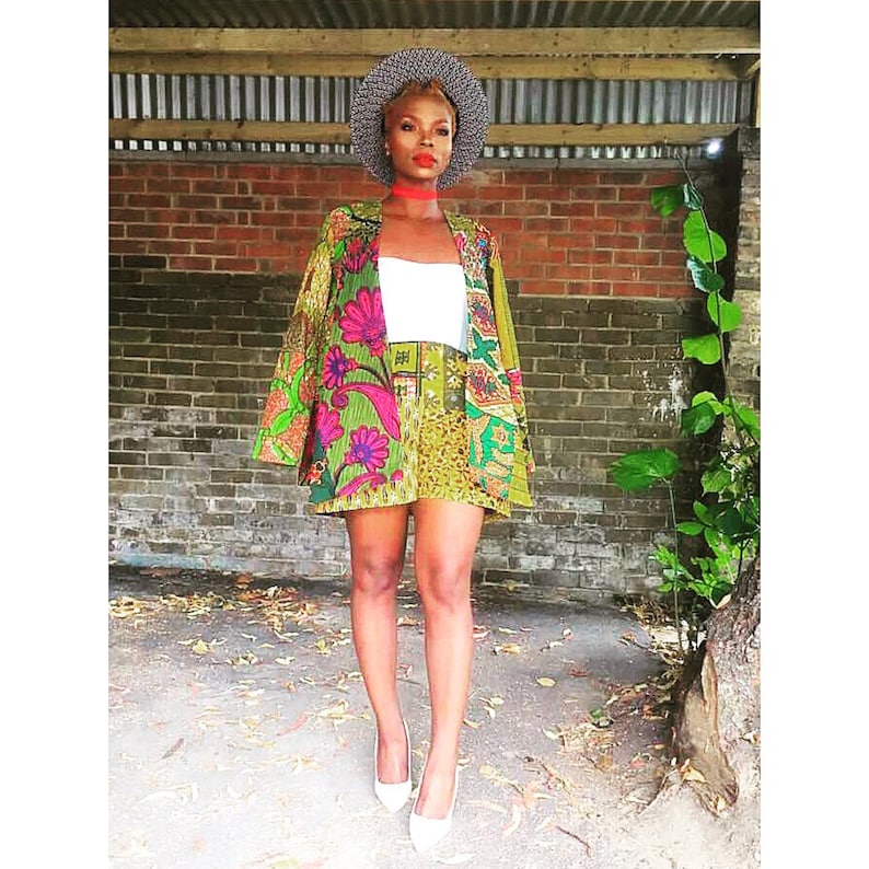 Elie Yellow mix shorts or Red option African print mix Ankara short skorts by Sosome shop
