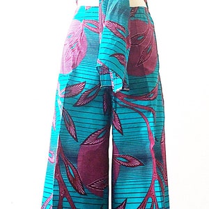 Turquoises multi tie jumpsuit trouser WIDE LEG JUMPSUITS-African print jumpsuit image 3