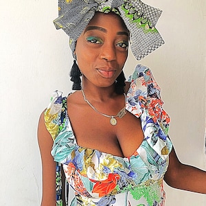 Green African head wrap scarf