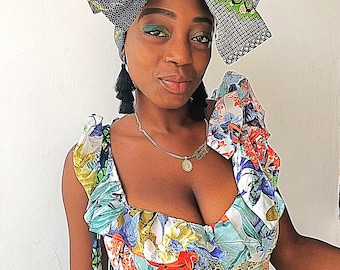 Green African head wrap scarf