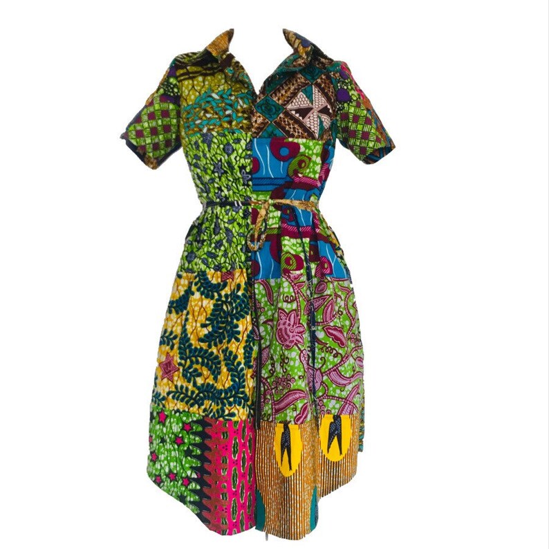 Blue Shirt Dress, Carla African Blue print Tunic Ankara dress image 1