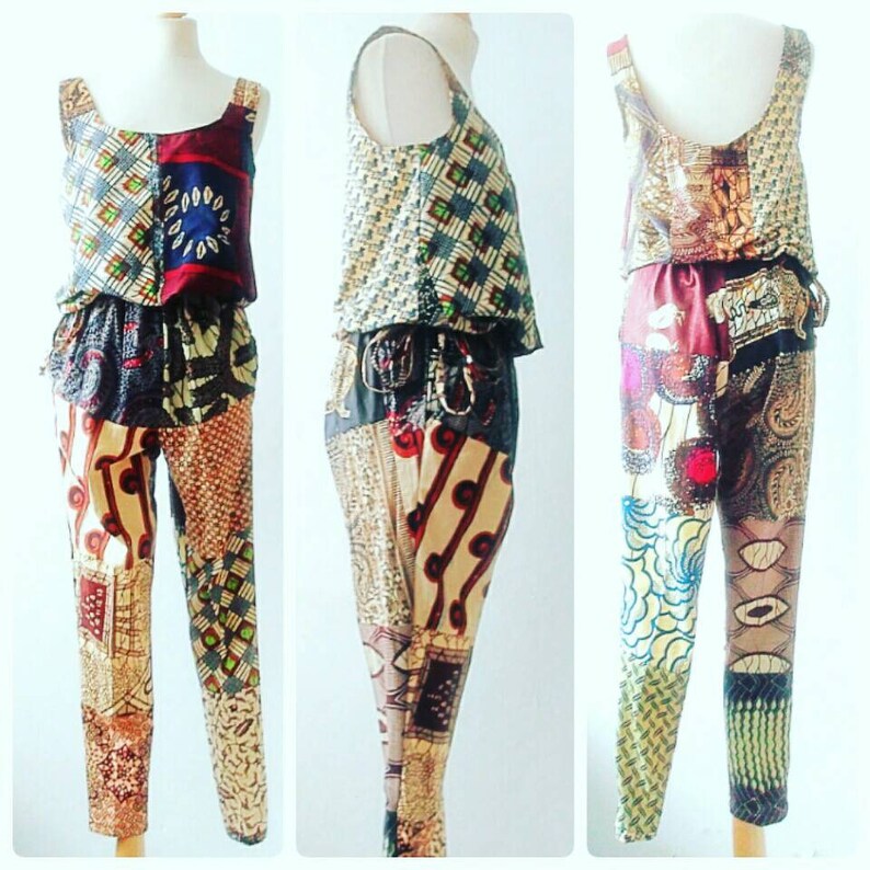 Paula Brown Jumpsuit Mix Print Harem Romper African Ankara Etsy