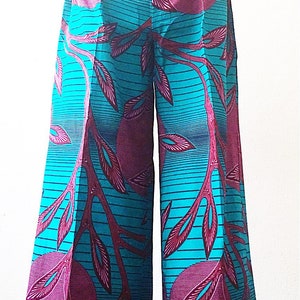 Turquoises multi tie jumpsuit trouser WIDE LEG JUMPSUITS-African print jumpsuit image 4