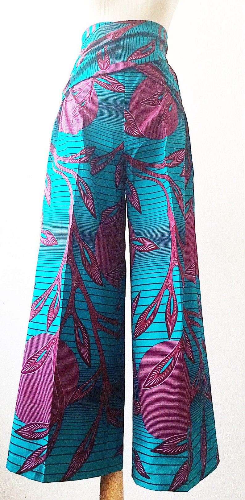 Turquoises multi tie jumpsuit trouser WIDE LEG JUMPSUITS-African print jumpsuit image 4