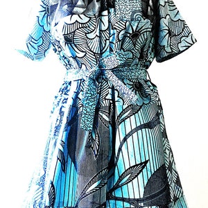 Blue Shirt Dress, Carla African Blue print Tunic Ankara dress image 4