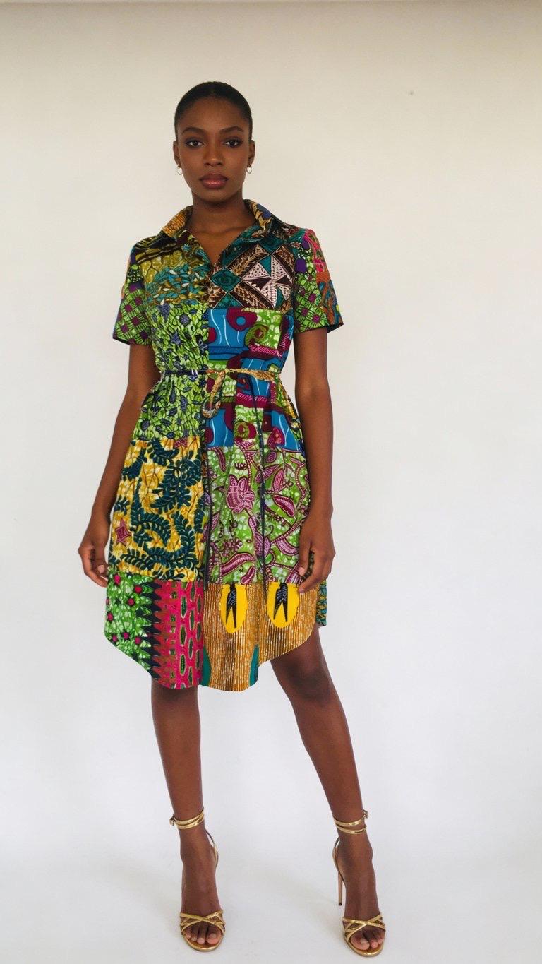 Blue Ankara Patchwork Dress: African Print Tunic, Kimono Sleeve - Etsy