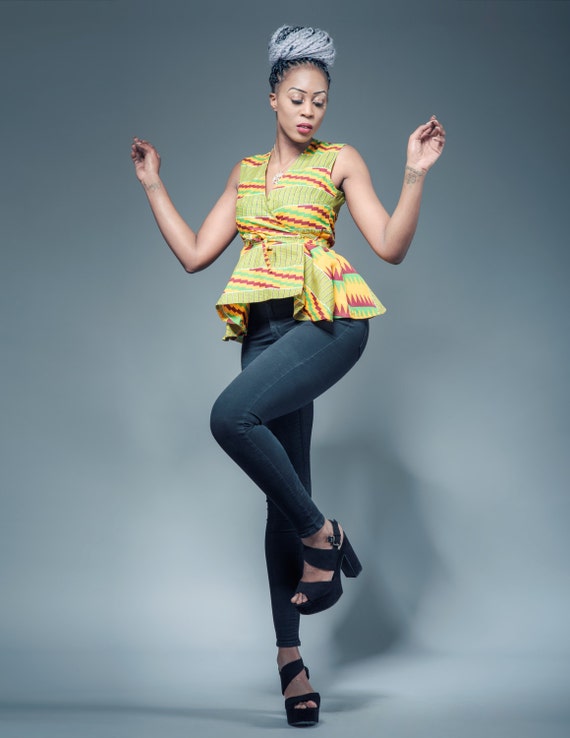 kente peplum tops