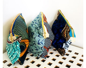 Handmade African Print Makeup Bags | Unique Zipper Pouch for Travel or Gift
