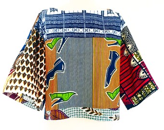 Blue crop top African print crop top Women summer tops ankara cropped tank loose top festival tops