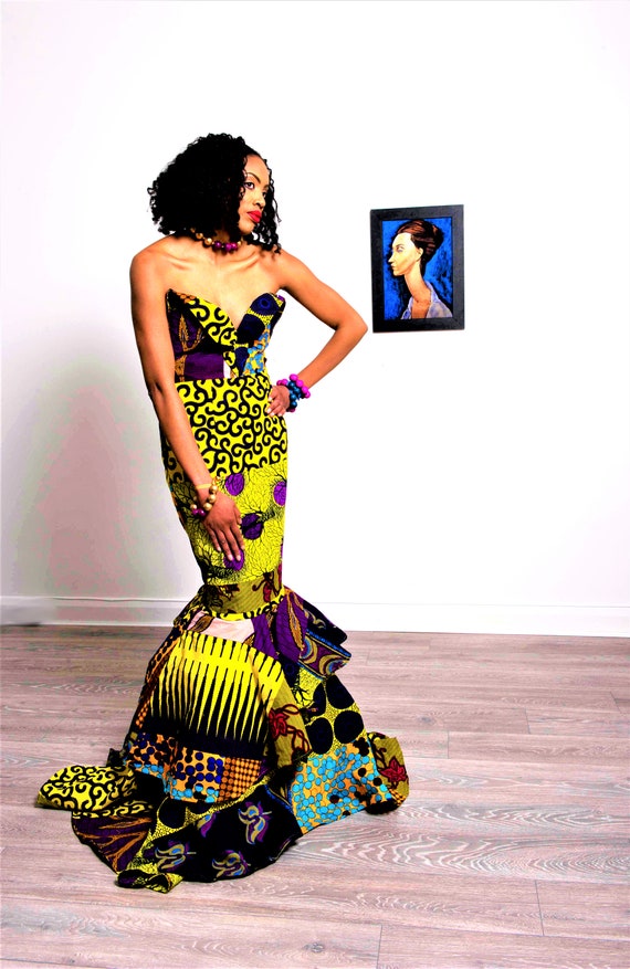 yellow african wedding dress