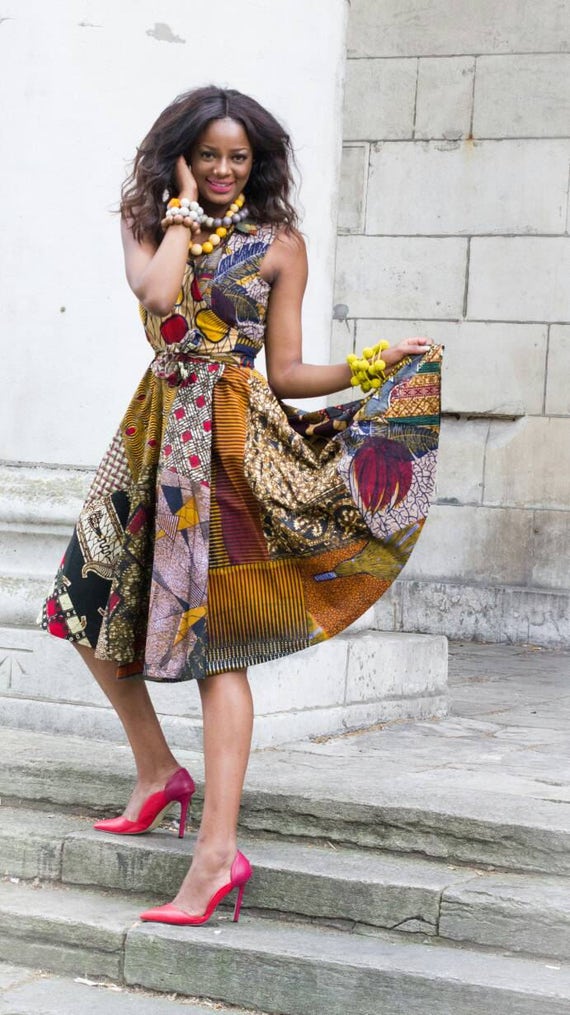 African Wrap Dress Brown Red or Green Print African Wrap Dress Sosome Wrap Dress African Print Ankara Dresses Latest Women s Clothing Green Etsy