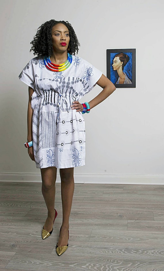 white ankara dress